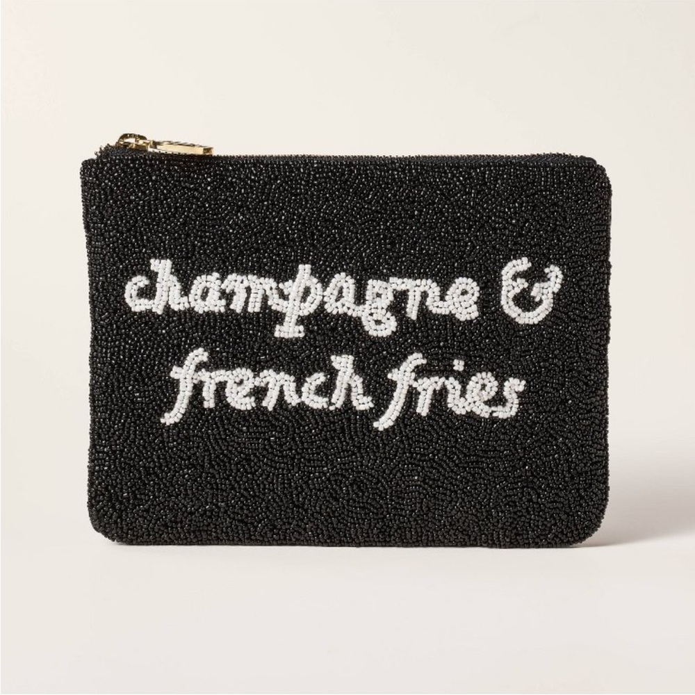 Champagne and French Fries Beaded Clutch Kate Spade x Target Black/White-NWT